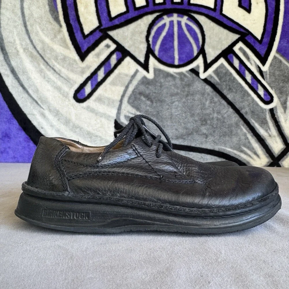 Size 38/W7/M5 - Birkenstock Pasadena Black Pebbled Leather Narrow Shoes